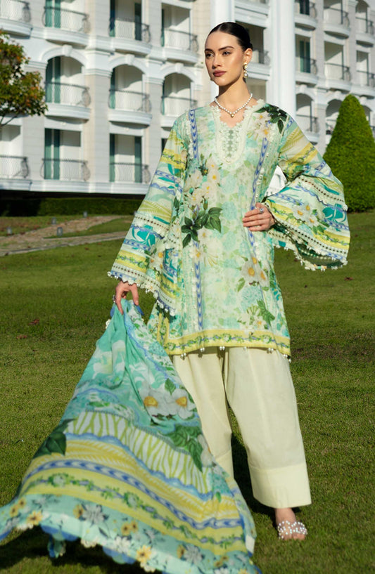 Elaf Embroidered Lawn Unstitched 3 Piece - EP 01 B - EL25L - Blue - Summer Collection