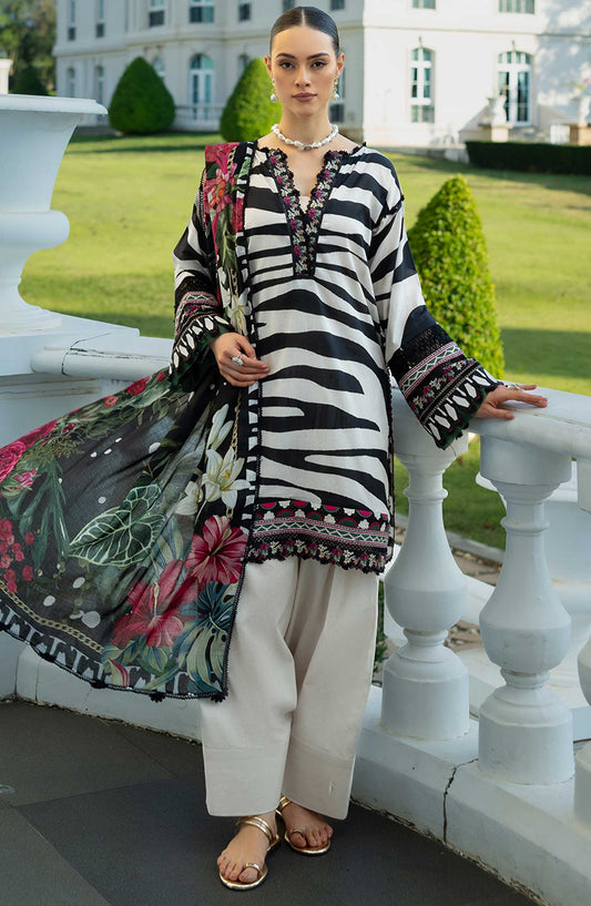Elaf Embroidered Lawn Unstitched 3 Piece - EP 02 A - EL25L - Black - Summer Collection