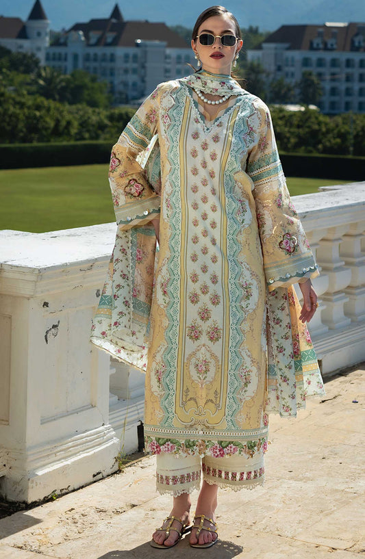 Elaf Embroidered Lawn Unstitched 3 Piece - EP 03 A - EL25L - Peach Pink - Summer Collection
