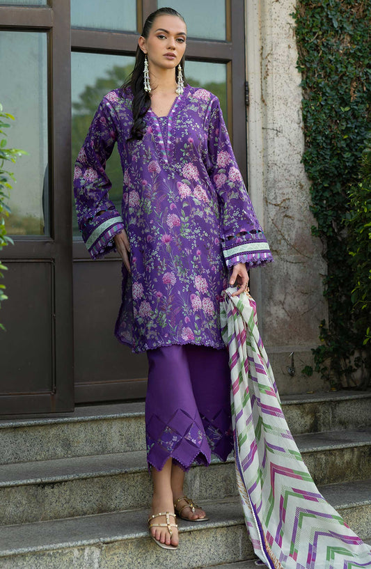 Elaf Embroidered Lawn Unstitched 3 Piece - EP 04 A - EL25L - Purple - Summer Collection
