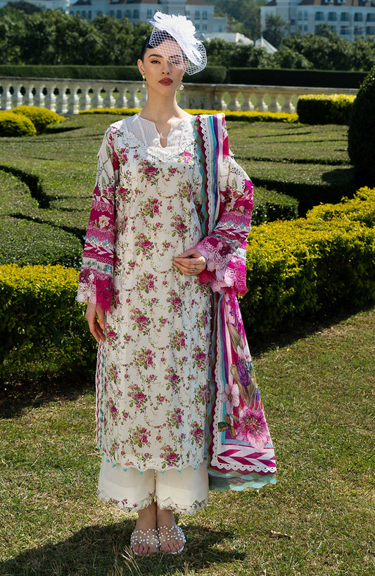 Elaf Embroidered Lawn Unstitched 3 Piece - EP 05 A - EL25L - White - Summer Collection