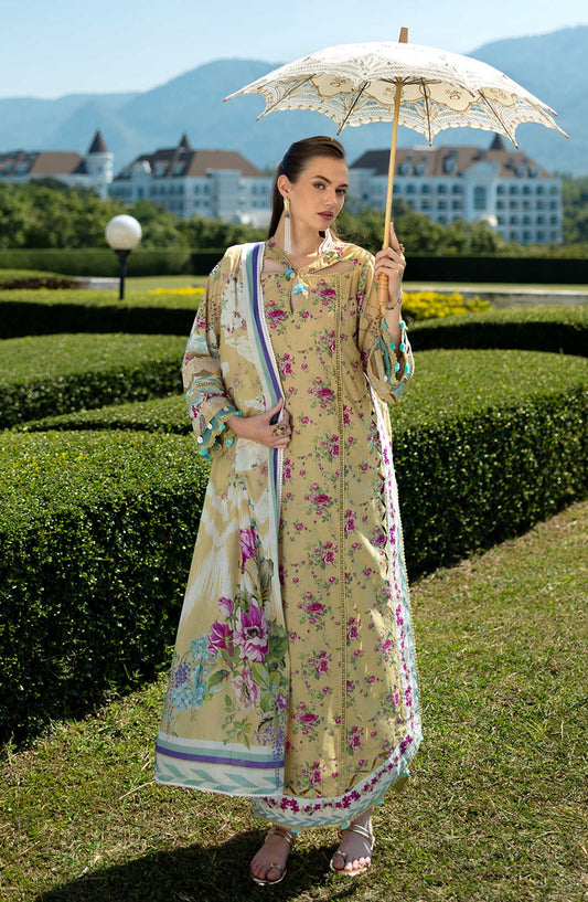 Elaf Embroidered Lawn Unstitched 3 Piece - EP 05 B - EL25L - Creamy Yellow - Summer Collection