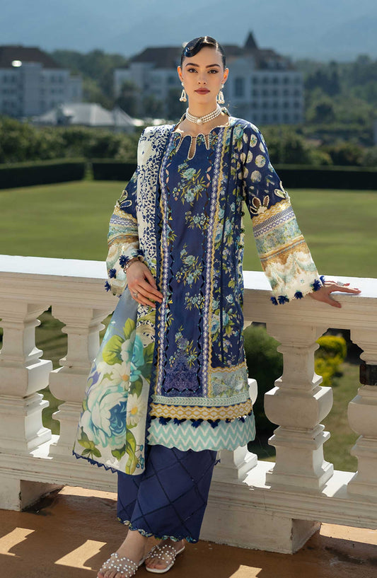 Elaf Embroidered Lawn Unstitched 3 Piece - EP 06 B - EL25L - Blue - Summer Collection