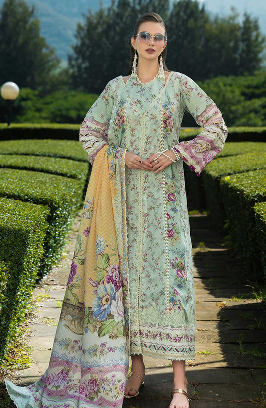 Elaf Embroidered Lawn Unstitched 3 Piece - EP 07 A - EL25L - Light Blue - Summer Collection