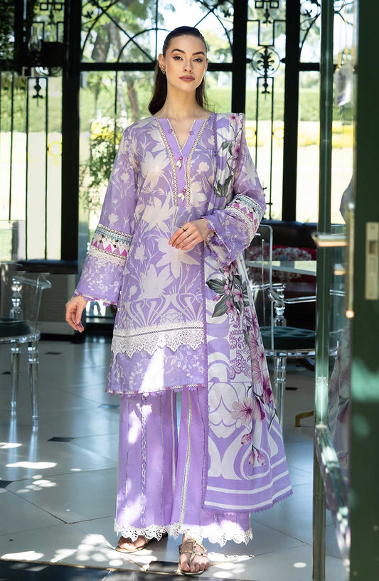 Elaf Embroidered Lawn Unstitched 3 Piece - EP 08 A - EL25L - Purple - Summer Collection