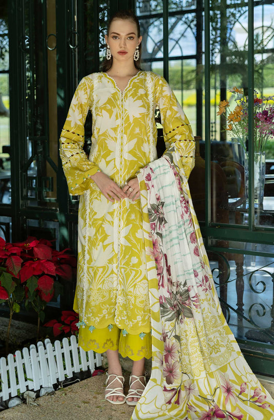 Elaf Embroidered Lawn Unstitched 3 Piece - EP 08 B - EL25L - Yellow - Summer Collection