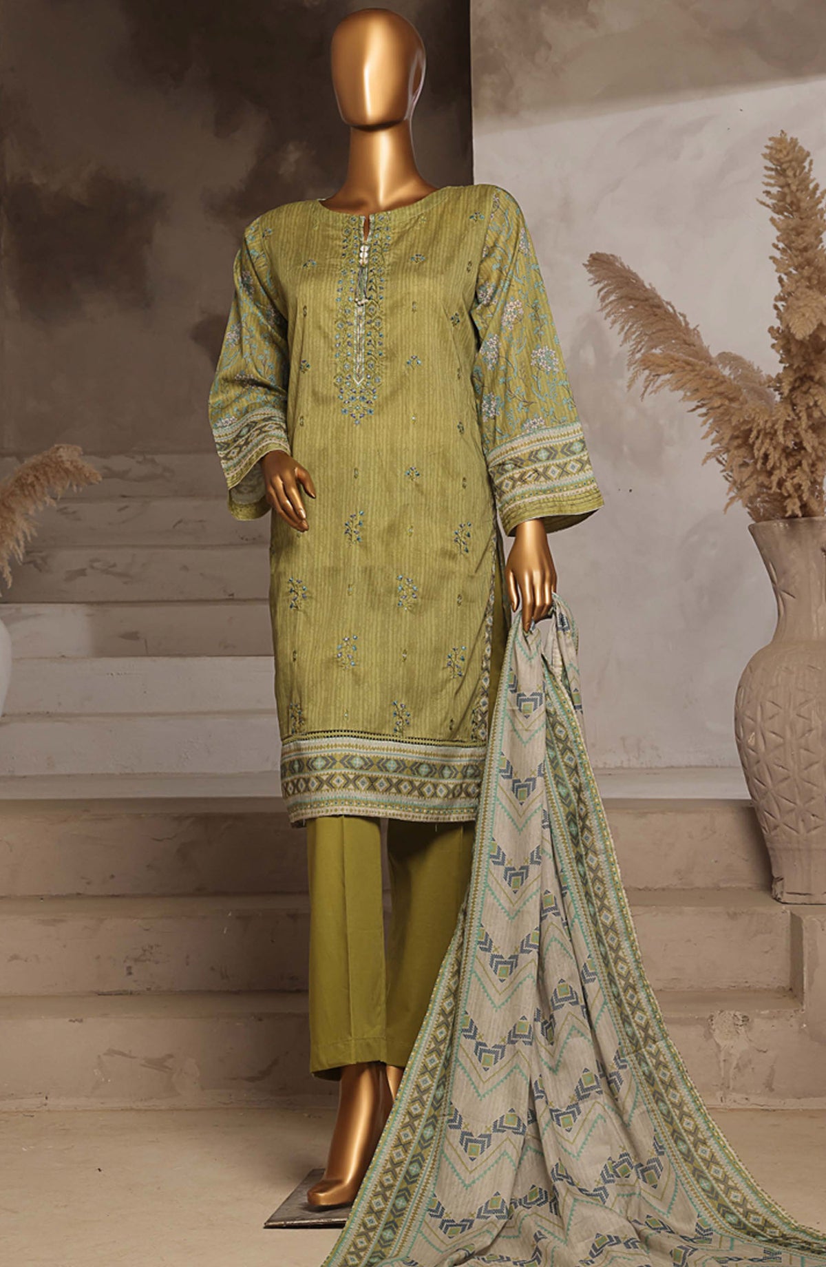 Aashkaaar by HZ Textile Embroidered Lawn Stitched 3 Piece Suit - EPL-3P-013 - HZ25ASHV4 - Green - Summer Collection