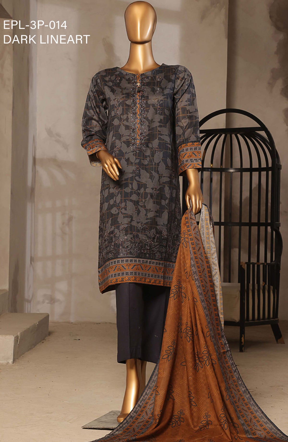 Aashkaaar by HZ Textile Embroidered Lawn Stitched 3 Piece Suit - EPL-3P-014 - HZ25ASHV4 - Black - Summer Collection
