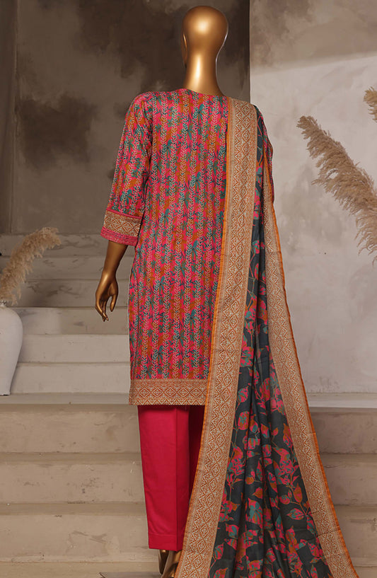 Aashkaaar by HZ Textile Embroidered Lawn Stitched 3 Piece Suit - EPL-3P-015 - HZ25ASHV4 - Pink - Summer Collection