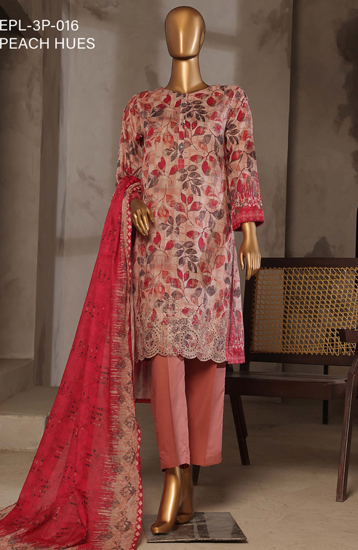 Aashkaaar by HZ Textile Embroidered Lawn Stitched 3 Piece Suit - EPL-3P-016 - HZ25ASHV4 - Pink - Summer Collection