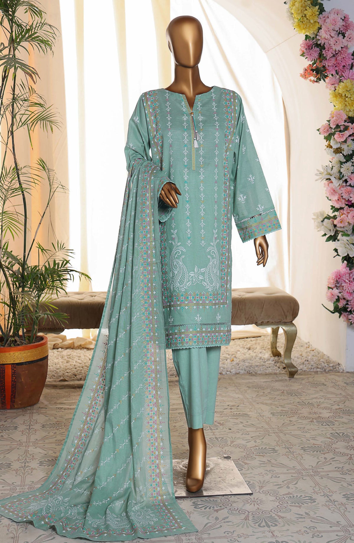 HZ Textile Printed Lawn Unstitched 3 Piece Suit - EPS-01 - HZ25AUESL - Blue - Summer Collection