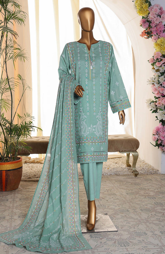 HZ Textile Printed Lawn Unstitched 3 Piece Suit - EPS-01 - HZ25AUESL - Blue - Summer Collection