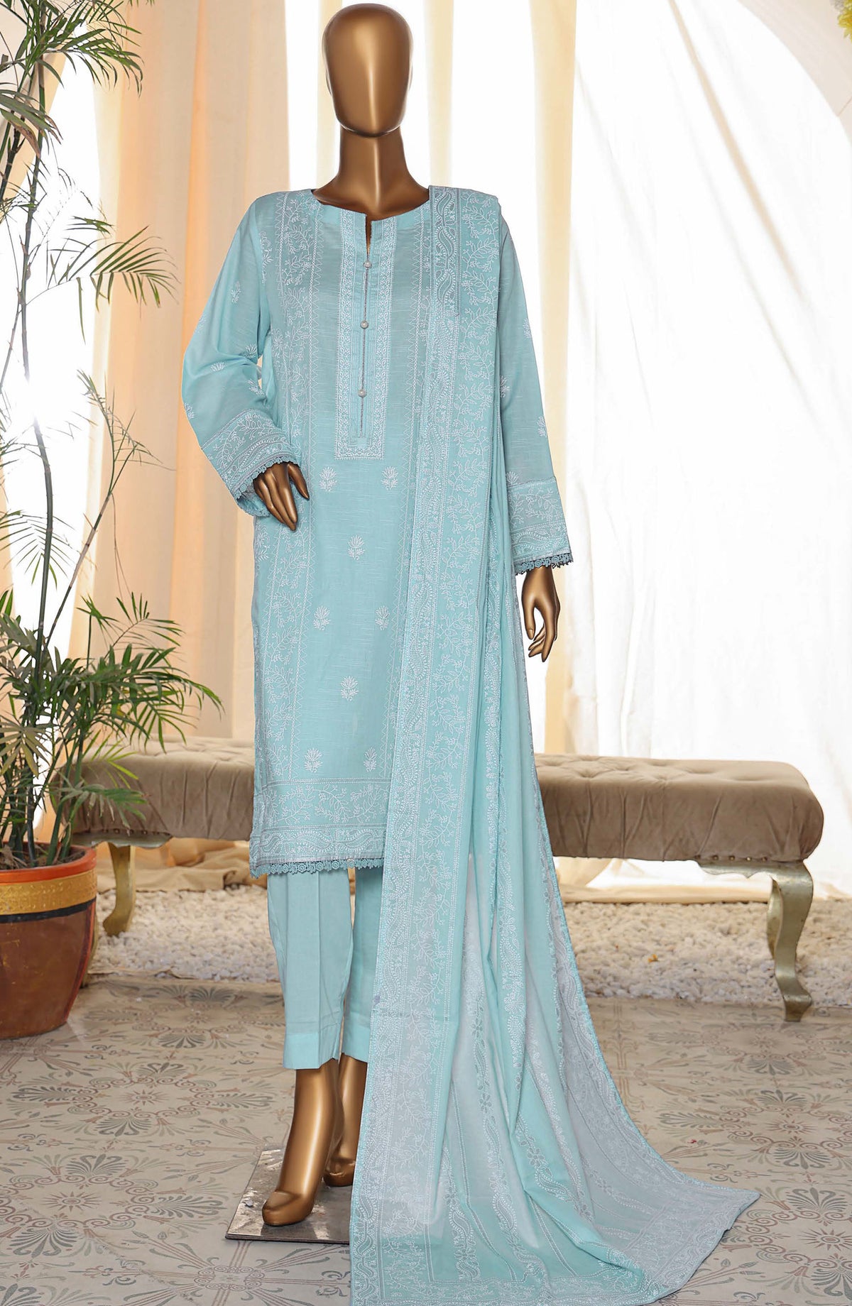 HZ Textile Printed Lawn Unstitched 3 Piece Suit - EPS-10 - HZ25AUESL - Blue - Summer Collection
