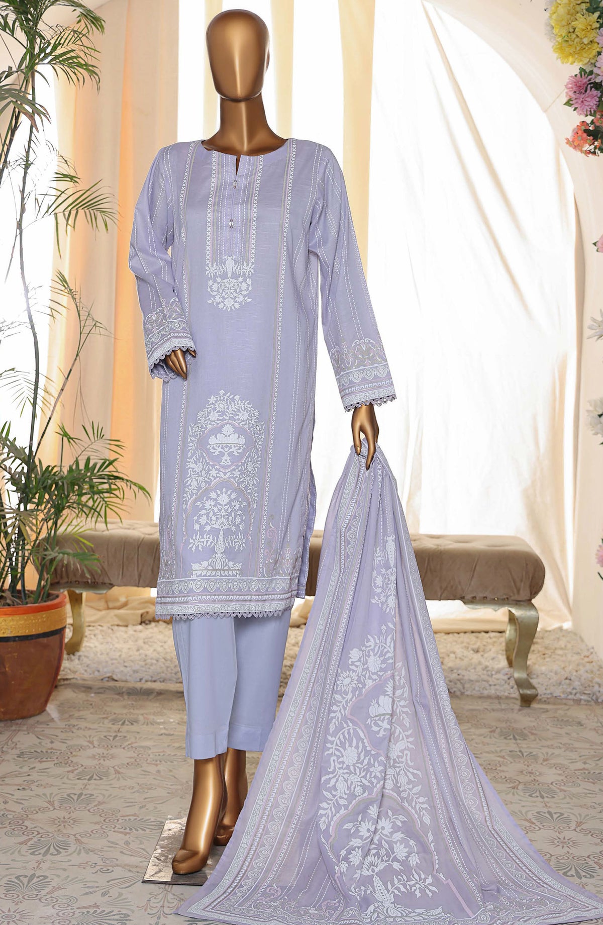 HZ Textile Printed Lawn Unstitched 3 Piece Suit - EPS-17 - HZ25AUESL - Purple - Summer Collection