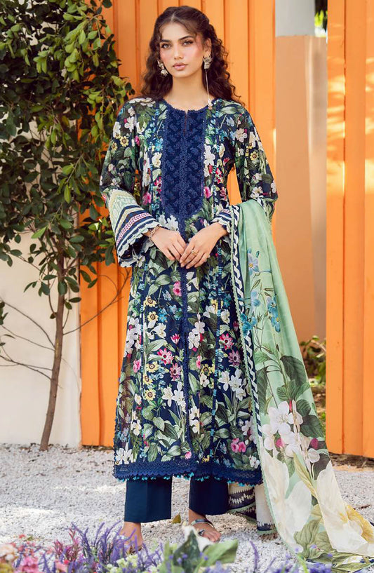 Elaf Printed Lawn Unstitched 3 Piece Suit - EPS-1A MEADOW MUSE - EL25ELPV2 - Blue - Summer Collection