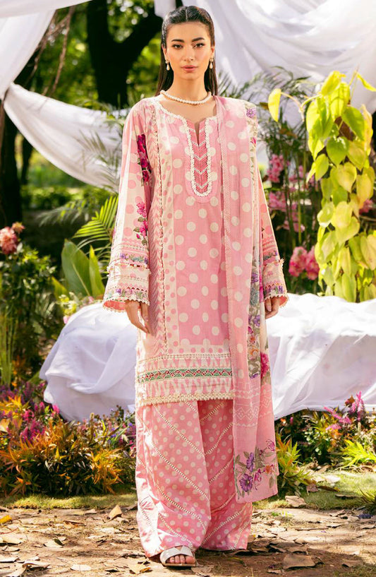 Elaf Printed Lawn Unstitched 3 Piece Suit - EPS-2A ROSE DUSK - EL25ELPV2 - Pink - Summer Collection