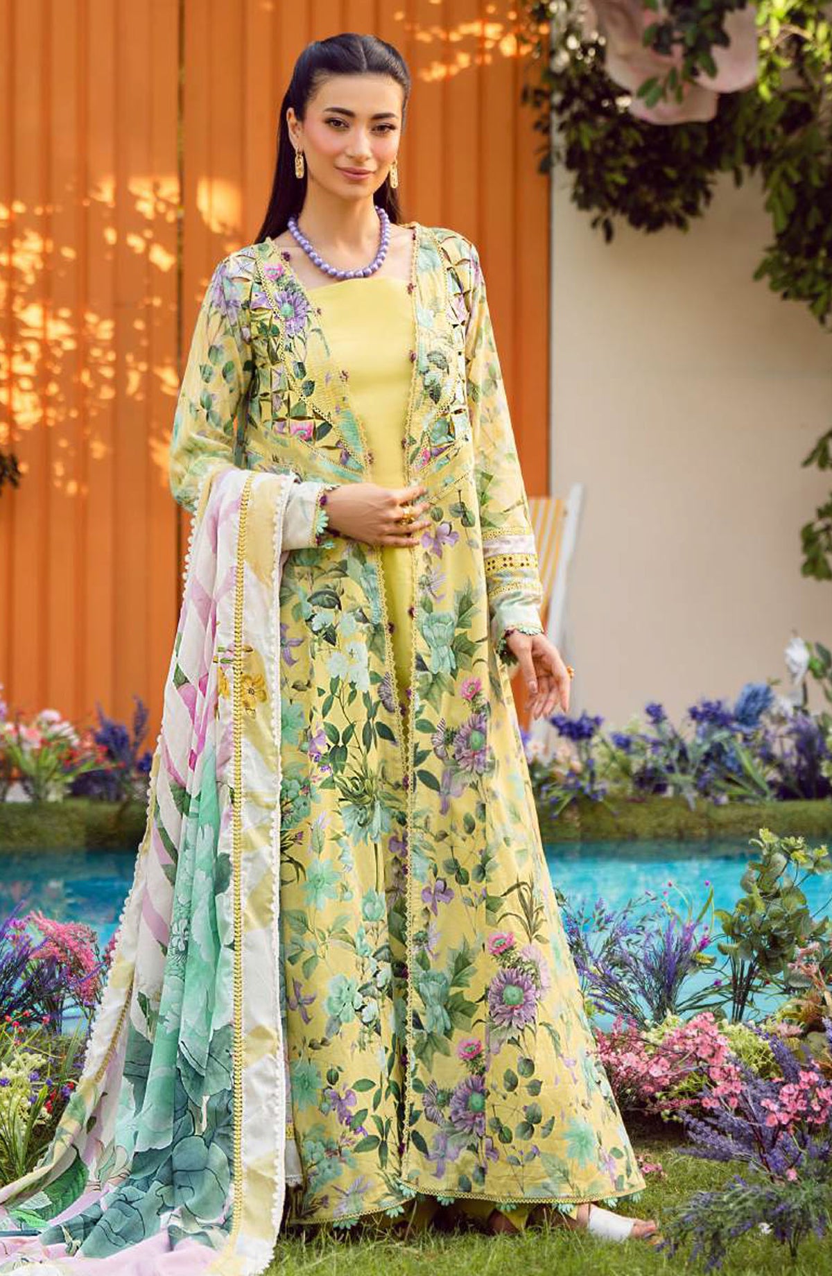 Elaf Printed Lawn Unstitched 3 Piece Suit - EPS-7A DAISY FIELDS - EL25ELPV2 - Yellow - Summer Collection