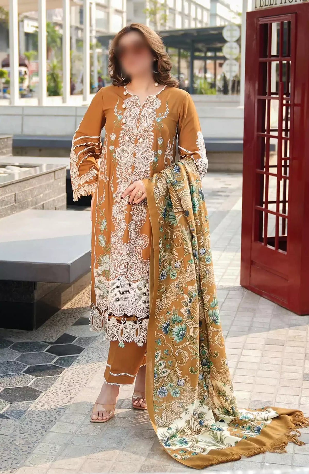 Elaf Winter Pashmina Shawl Collection 2024 - EPW-3A Sunkissed Meadows