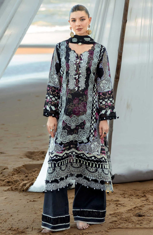 Elaf Embroidered Lawn Unstitched 3 Piece - ETS 02B PROM NIGHT - EL25SL - Blue - Summer Collection