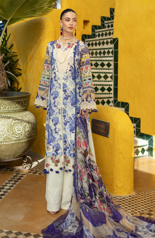 Elaf Embroidered Lawn Unstitched 3 Piece - ETS 05B SERENE - EL25SL - White - Summer Collection