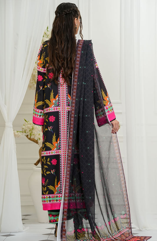 Amna Khadija Printed Lawn Stitched 3 Piece Suit - FDSEF-01 - AM25FDL - Black - Summer Collection