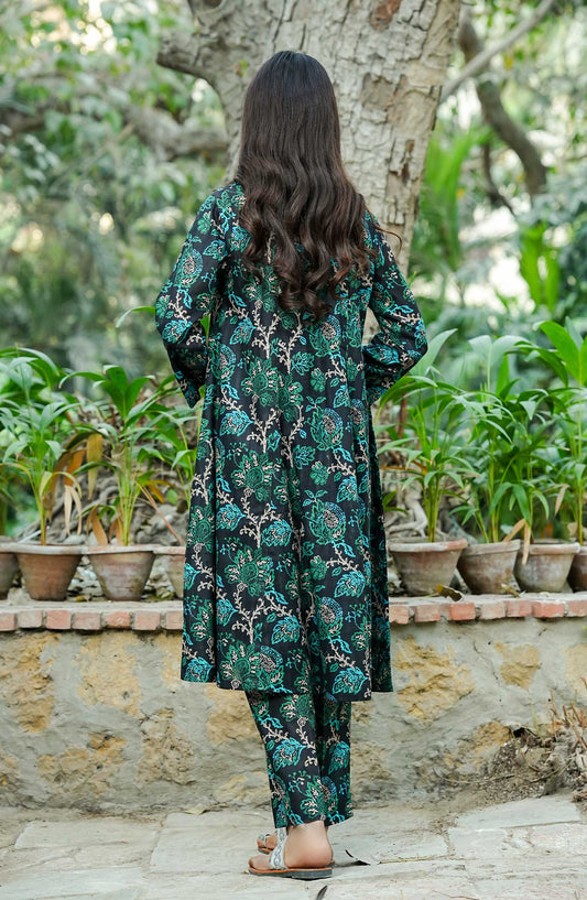 Floral Elegance by Amna Khadija Printed Lawn Stitched 2 Piece Frock - FE-01 - AK25FEF - Sea Green - Summer Collection