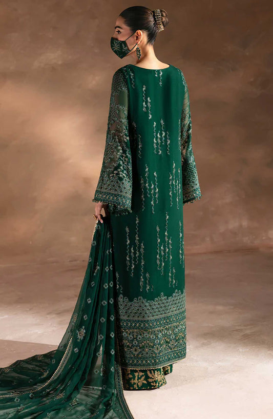 Laconic by Flossie Embroidered Chiffon Unstitched 3 Piece - FE - 901 - FL25L - Green - Festive Collection