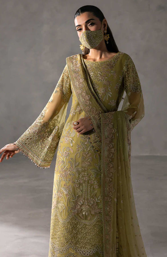Laconic by Flossie Embroidered Chiffon Unstitched 3 Piece - FE - 903 - FL25L - Green - Festive Collection
