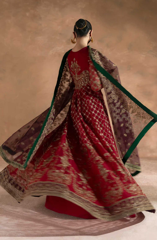 Laconic by Flossie Embroidered Organza Unstitched 3 Piece - FE - 909 - FL25L - Magenta - Festive Collection