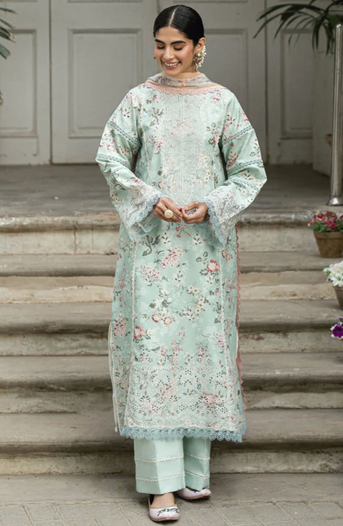 Florent Embroidered Lawn Unstitched 3 Piece Suit - FEE-08 - FL25EELL - Blue - Eid Collection