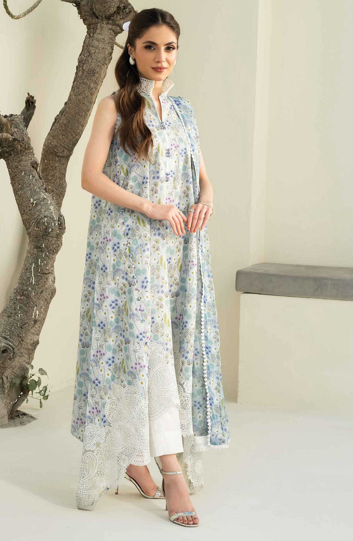 Faiza Faisal Embroidered Lawn Unstitched 3 Piece Suit - FFP 05 Elea - FF25PL - Light Blue - Summer Collection