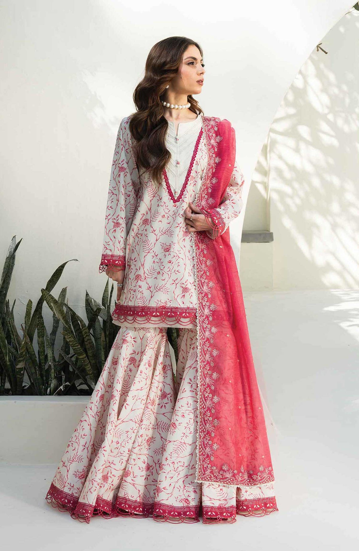 Faiza Faisal Printed Lawn Unstitched 3 Piece Suit - FFP 07 Ines - FF25PL - White - Summer Collection