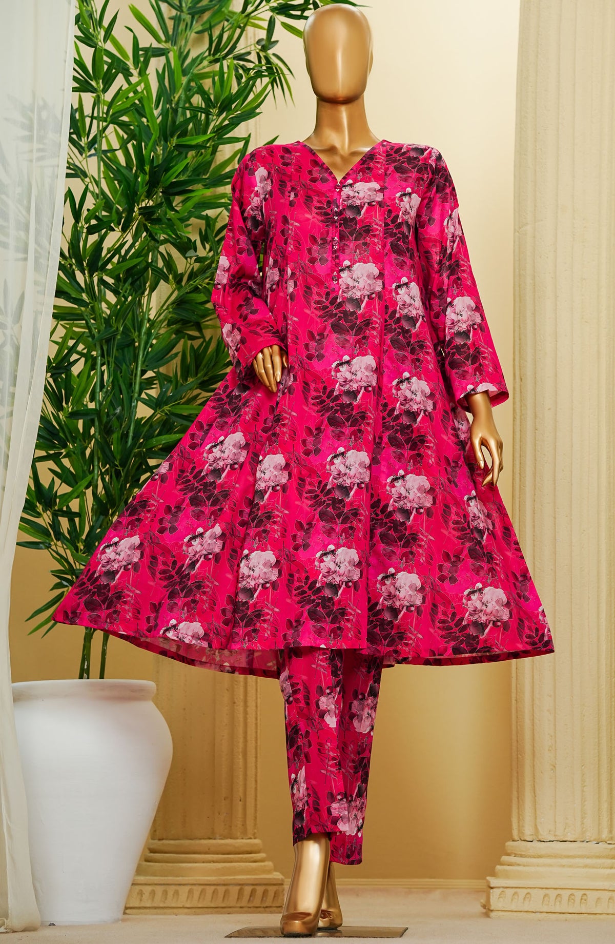 Amna Khadija Printed Lawn Stitched 2 Piece Suit - FFPC-01 - AM25FFPC - Pink - Summer Collection