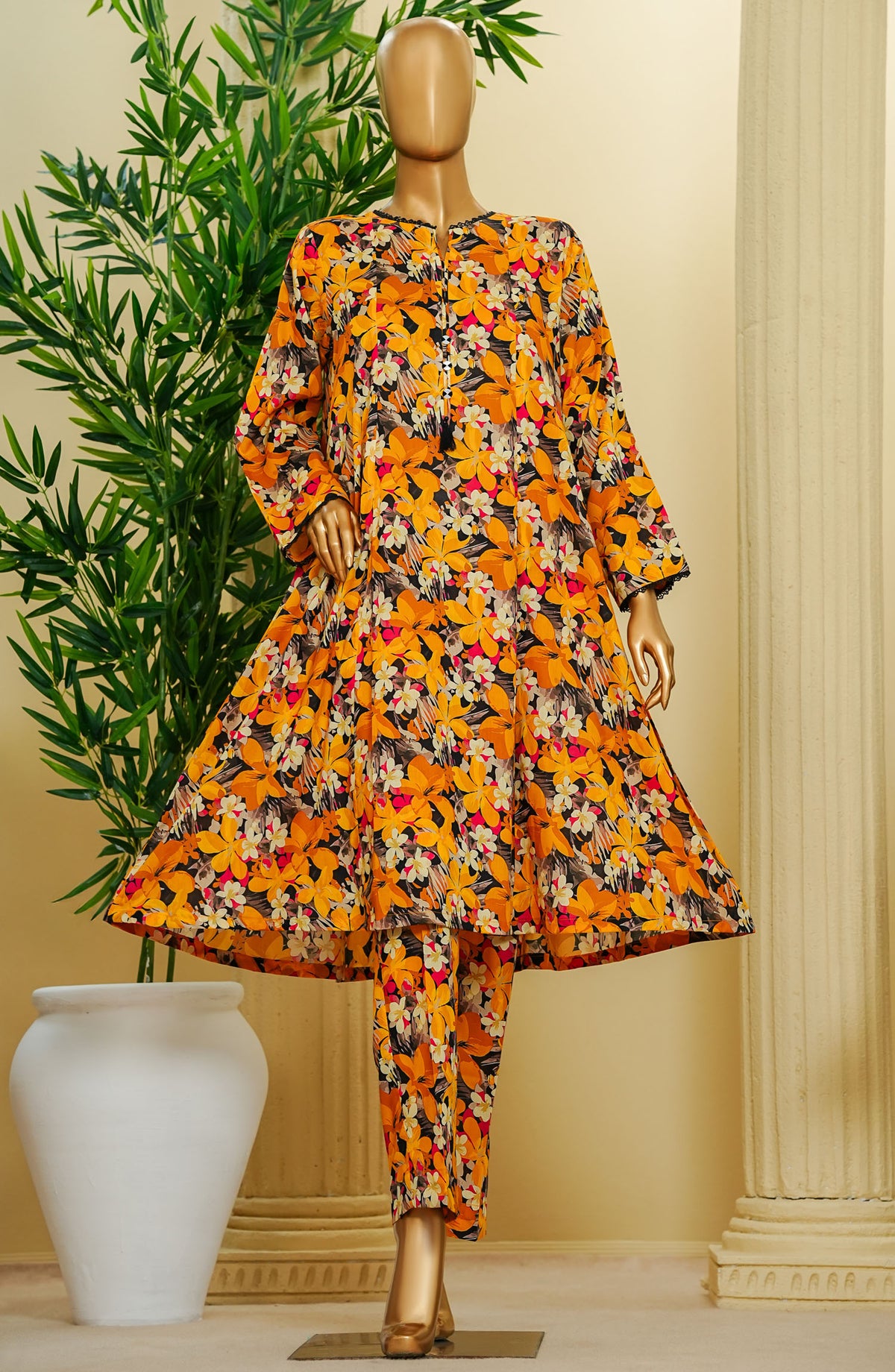 Amna Khadija Printed Lawn Stitched 2 Piece Suit - FFPC-03 - AM25FFPC - Yellow - Summer Collection