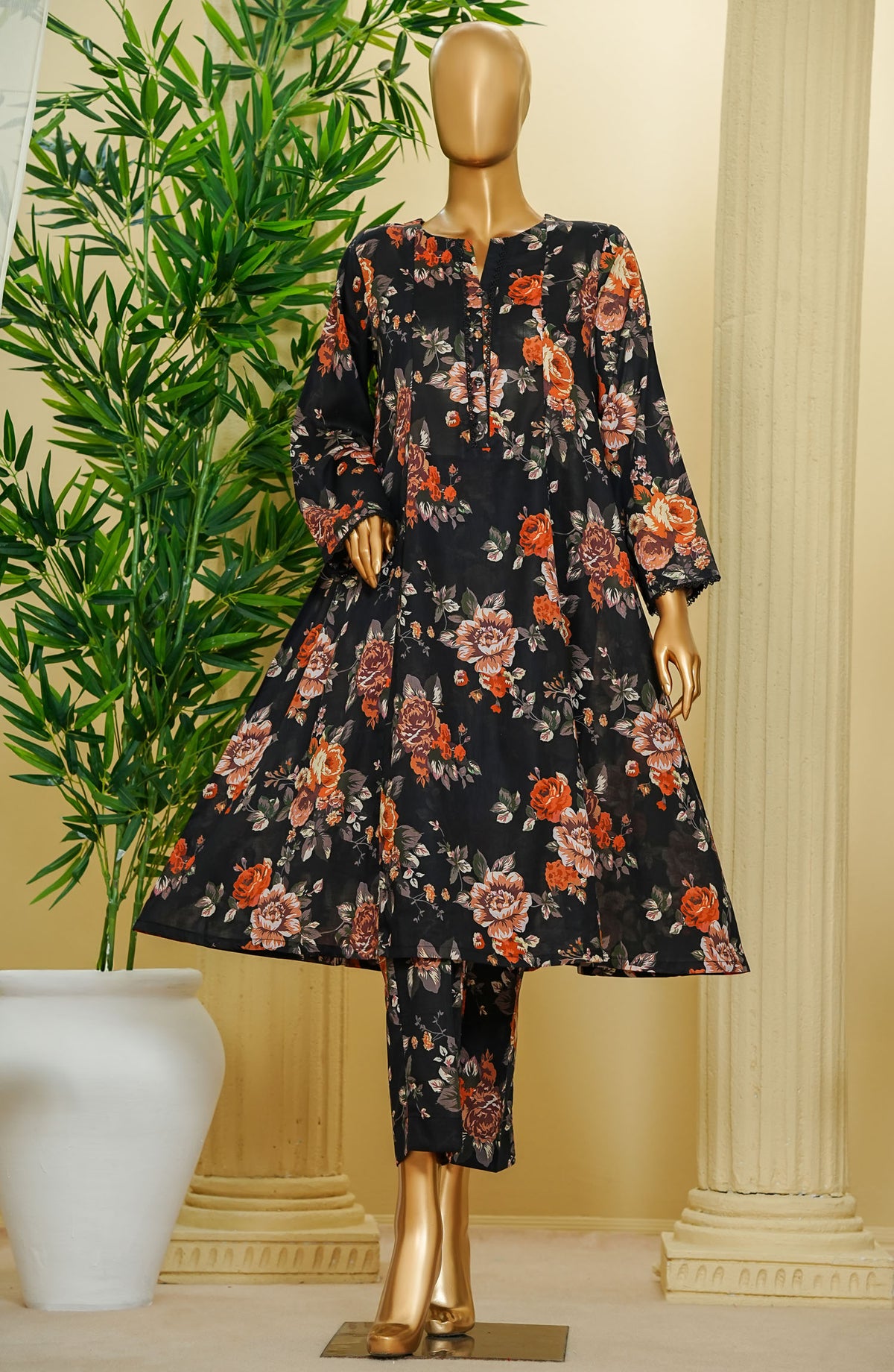 Amna Khadija Printed Lawn Stitched 2 Piece Suit - FFPC-04 - AM25FFPC - Black - Summer Collection