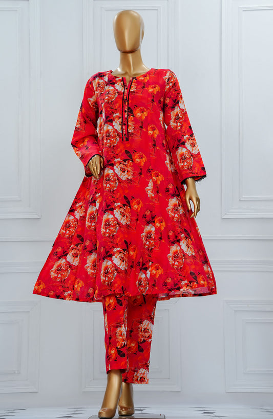 Amna Khadija Printed Lawn Stitched 2 Piece Suit - FFPC-06 - AM25FFPC - Red - Summer Collection
