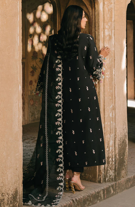 Sarang by Fiona Embroidered Lawn Unstitched 3 Piece Suit - Kara - FIO25SL - Black - Summer Collection