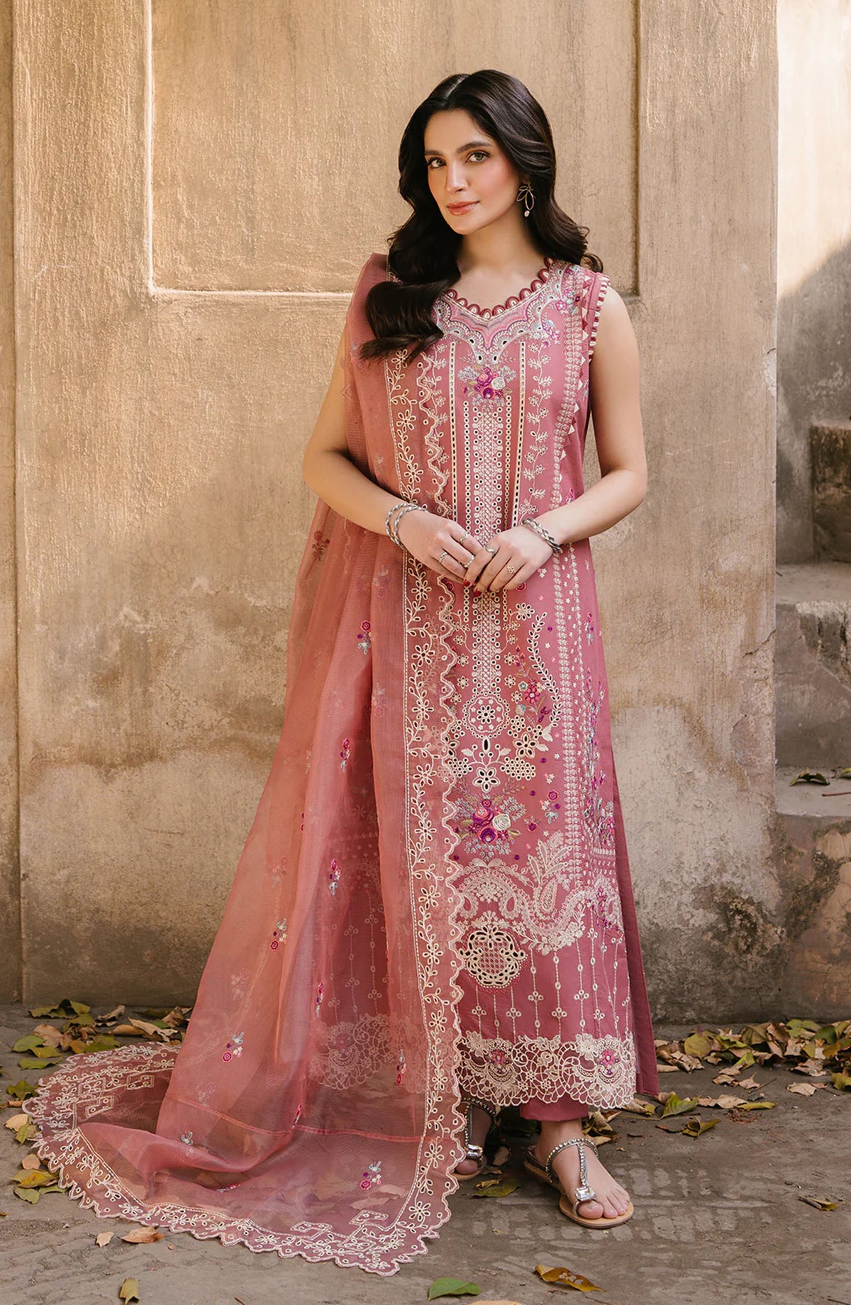 Sarang by Fiona Embroidered Lawn Unstitched 3 Piece Suit - Dilara - FIO25SL - Pink - Summer Collection