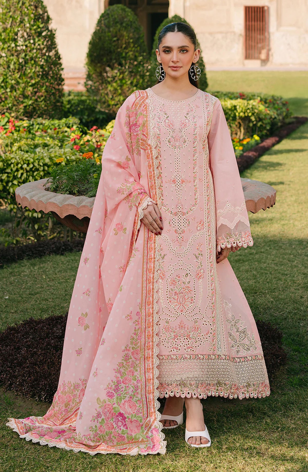Sarang by Fiona Embroidered Lawn Unstitched 3 Piece Suit - Cemila - FIO25SL - Pink - Summer Collection