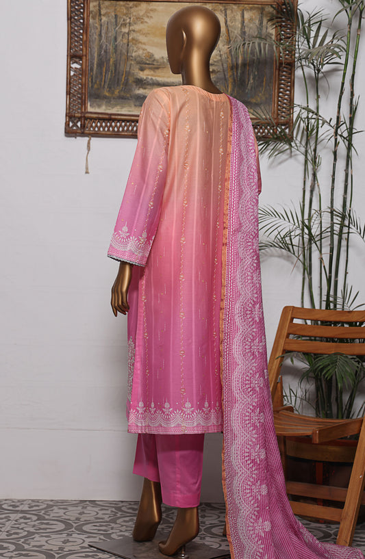 HZ Textile Embroidered Jacquard Unstitched 3 Piece Suit - FJE-1222 - HZ25UFJ - Pink - Festive Collection