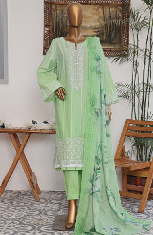 HZ Textile Embroidered Jacquard Unstitched 3 Piece Suit - FJE-1226 - HZ25UFJ - Green - Festive Collection