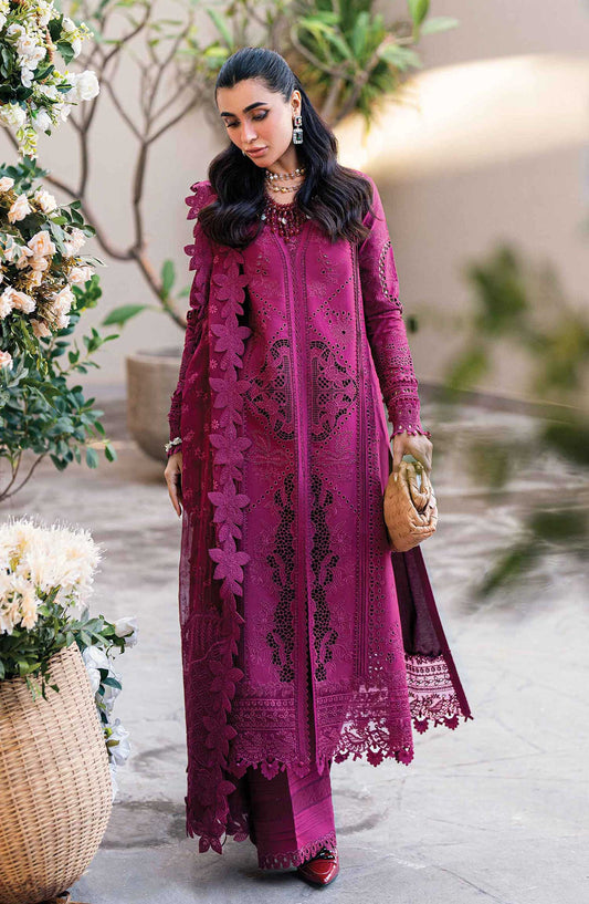 Sahil by Qalamkar Chikankari Lawn Unstitched 3 Piece - FK 11 Violet - Q25S - Summer Collection