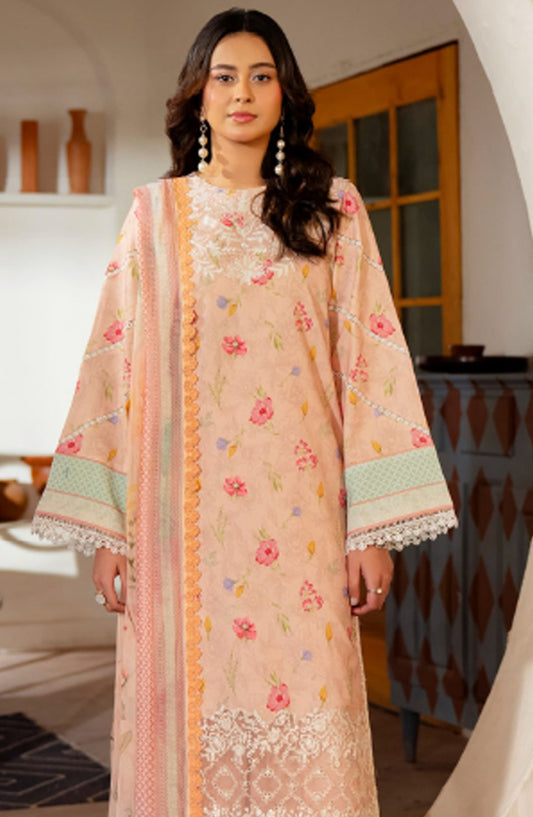 Zync by Florent Embroidered Lawn Unstitched 3 Piece Suit - FL-02 - FL25ZL - Peach - Summer Collection