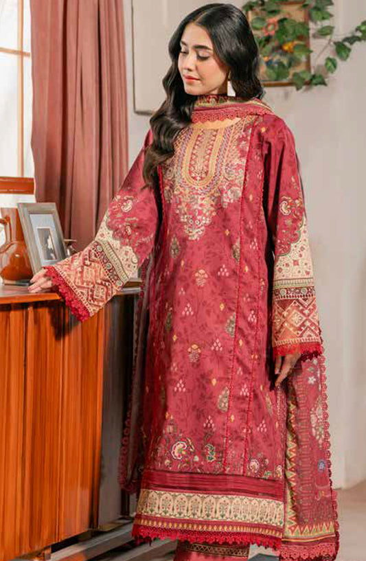 Zync by Florent Embroidered Lawn Unstitched 3 Piece Suit - FL-06-B - FL25ZL - Red - Summer Collection