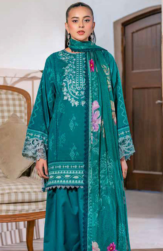 Zync by Florent Embroidered Lawn Unstitched 3 Piece Suit - FL-07-A - FL25ZL - Sea Green - Summer Collection