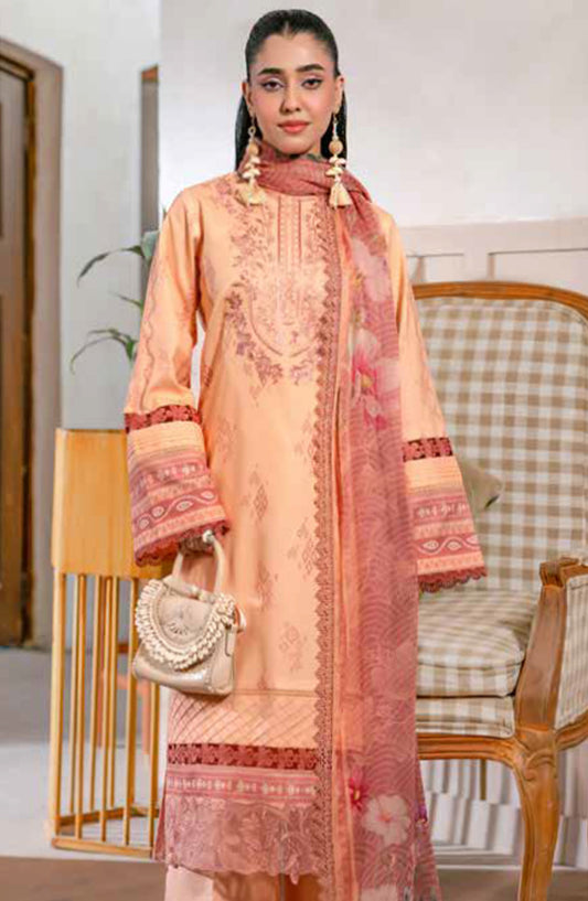 Zync by Florent Embroidered Lawn Unstitched 3 Piece Suit - FL-07-B - FL25ZL - Peach - Summer Collection