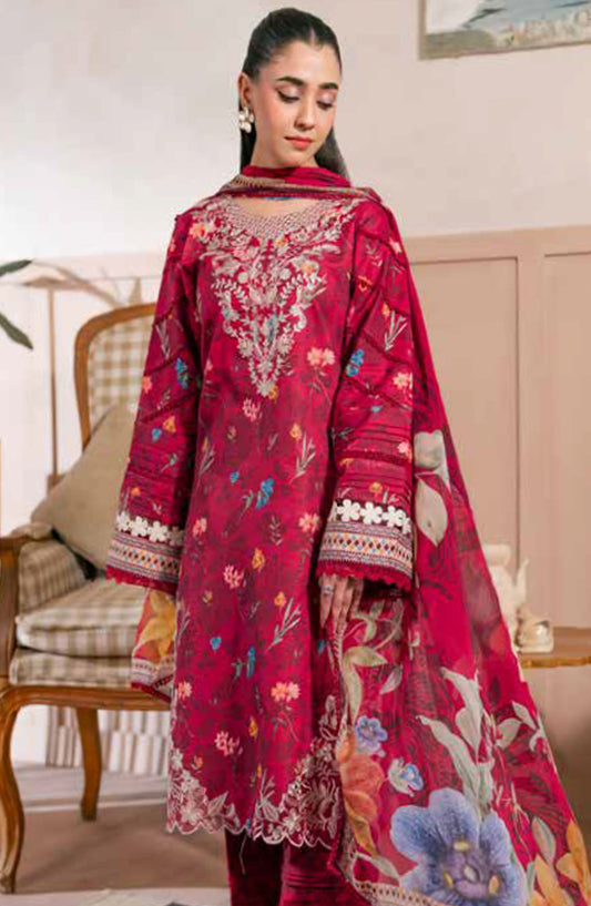 Zync by Florent Embroidered Lawn Unstitched 3 Piece Suit - FL-08-B - FL25ZL - Red - Summer Collection