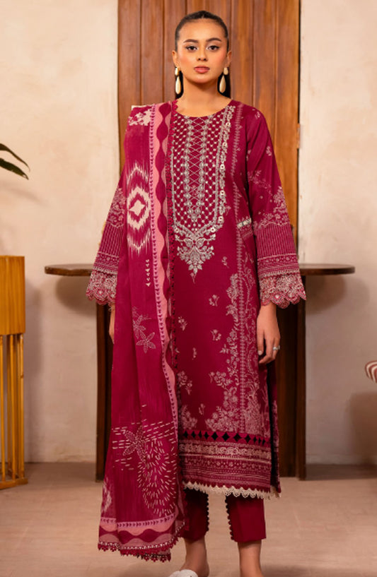 Zync by Florent Embroidered Lawn Unstitched 3 Piece Suit - FL-09 - FL25ZL - Red - Summer Collection