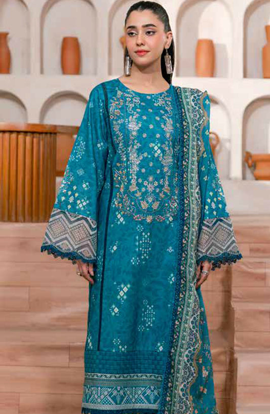 Zync by Florent Embroidered Lawn Unstitched 3 Piece Suit - FL-11-A - FL25ZL - Blue - Summer Collection