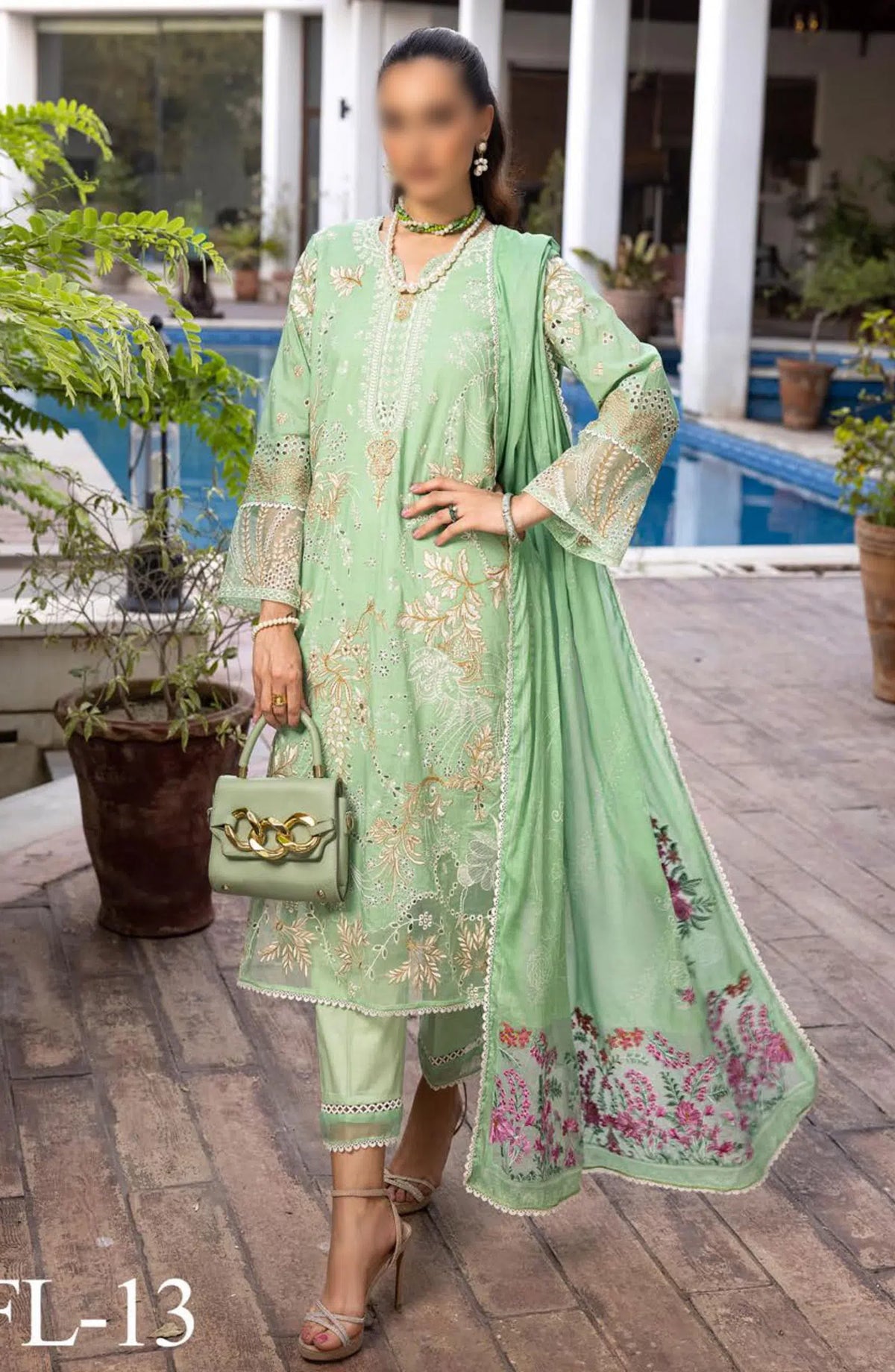 Minha Florum Luxury Embroidered Lawn Collection - FL-12